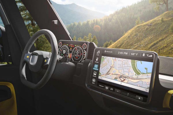 Valid infotainment and instrument cluster installed in vehicle with mountain view