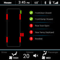 Valid infotainment system showing kneeling function for busses.