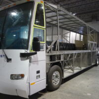Newell Coach RV prepped for installation of dual slides.