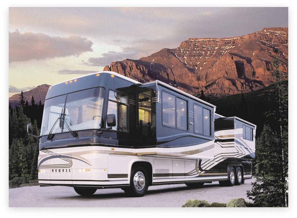 RV with extended room slides