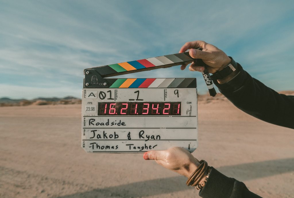 Film equipment in a desert.