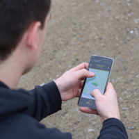Person using a smartphone.