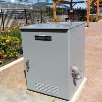 Power enclosure installed outdoors.