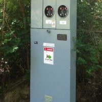Free standing utility metering pedestal.