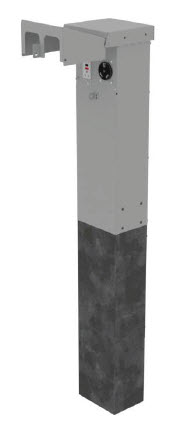 Rendering of a Direct Burial RV Power Pedestal with While-In-Use Cover.