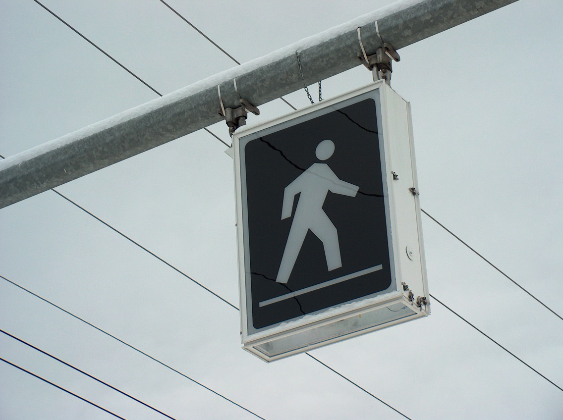 LED pedestrian sign.