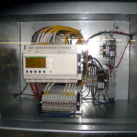Looking inside of a Parking lot controller enclosure.