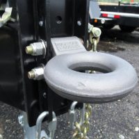 Close up of pintle on Valid equipment trailer.